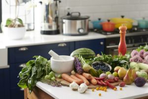 cook with megan tucker vegetables in the kitchen